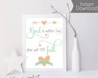 Psalm 46:5 Scripture Art Print – Christian Wall Decor (Digital Download)