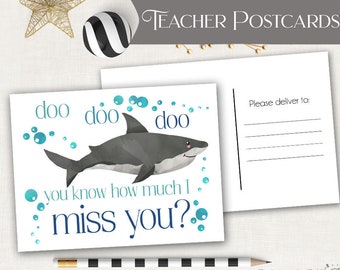 Shark Teacher Postcard - Happy Mail Note from Teacher
