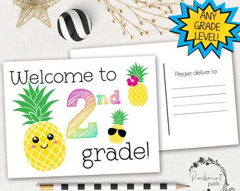 Postcard for Students - Pineapple Note From Teacher - Welcome to My Class - Happy Mail from Teacher - Distance Learning Teacher Postcards