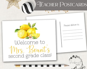 Lemon Teacher Postcard – Welcome to Class, Happy Mail