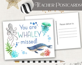 Teacher Postcard – Miss You Note, Ocean Theme
