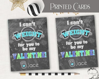 Fitness Valentines PRINTED CARDS - School Valentine, Classroom Valentine, Kids Valentines - Printed Valentine Cards