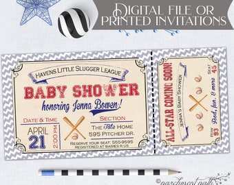 Baseball Baby Shower Invitation - Sports Baby Shower - Little League - Vintage Baseball Invitation - Printable or Printed Invitations