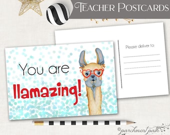 Tarjeta postal de la maestra llama - '¡Eres increíble!'