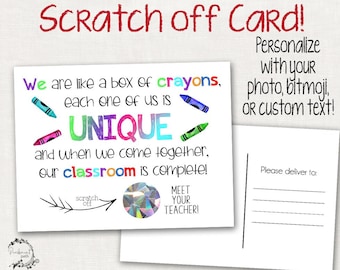 Scratch Off Postcard - Crayon Box Design, Note From Teacher