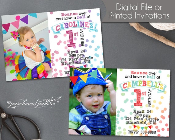 Ball Birthday Invitation - Have a Ball Printable Invitation - First Birthday - Ball Birthday Party - Bounce House Party Il_570xn