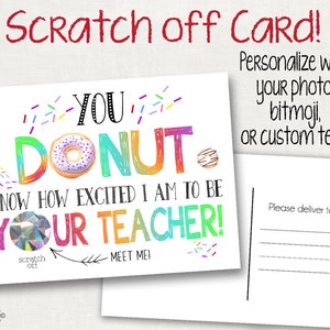 Scratch Off Postcard - Donut Postcard for Students or Kids  - Note From Teacher - Back to School - School Cards - Meet the Teacher