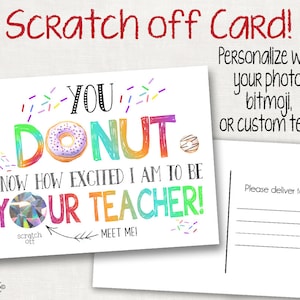 Scratch Off Postcard - Donut Postcard for Students or Kids  - Note From Teacher - Back to School - School Cards - Meet the Teacher