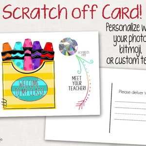 Scratch Off Postcard - Crayon Box Postcard for Students or Kids  - Note From Teacher - Back to School - School Cards - Meet the Teacher