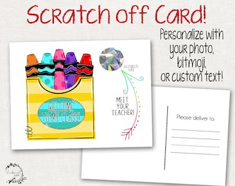 Scratch Off Postcard – Crayon Box Design, Teacher to Student