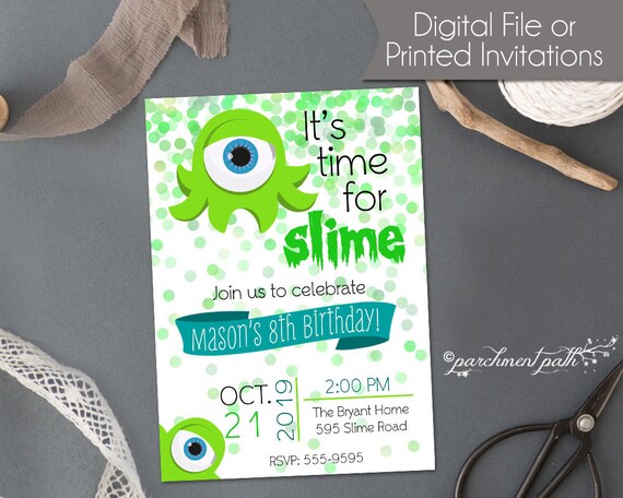 Slime Birthday Invitation - Mad Scientist Party - Printable Invitation - Printed Invitations Il_570xn