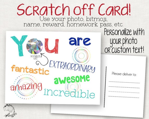 Scratch Off Postcard - Postcard for Students or Kids - Note From Teacher - Happy Mail from Teacher - School Cards Il_570xn
