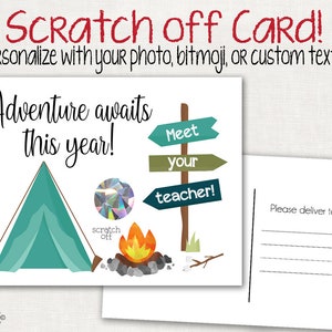 Scratch Off Postcard - Camping Postcard for Students or Kids  - Note From Teacher - Back to School - School Cards - Meet the Teacher