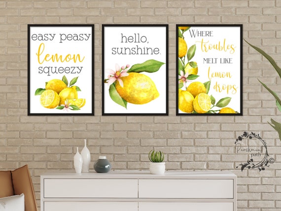 Lemon Quotes Printable Art Set - Lemon Decor - Classroom Poster Printable Art - Digital Download Il_570xn