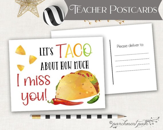 Happy Mail for Students - Postcard for Students - Note From Teacher - Happy Mail from Teacher - Distance Learning Teacher Postcards - Taco Il_570xn