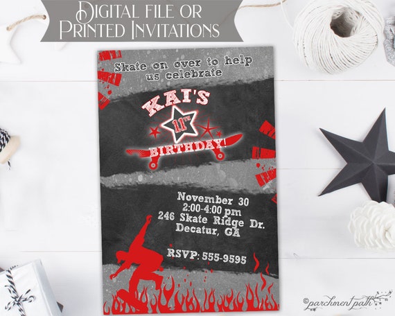 Skateboard Birthday Invitation Skateboard Party Printable skateboard-birthday-invitation-skateboard-party-printable
