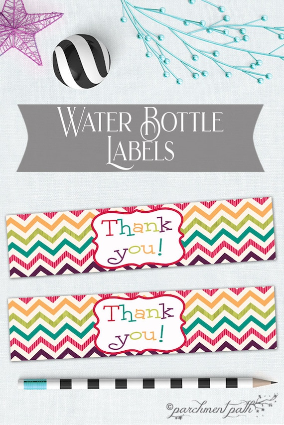 Thank You Water Bottle Labels - Instant Download - Teacher Appreciation Gift - Party Favor - Digital File