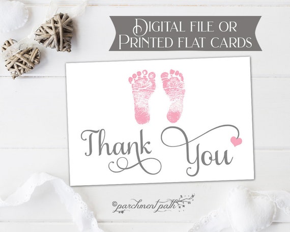 Classic Baby Girl Thank You Cards - Baby Shower Thank You - Printable Card or Printed Flat Cards Il_570xn