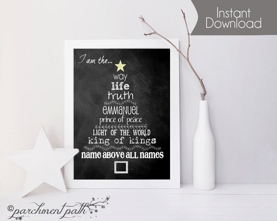 Christmas Printable Art - I Am the Way Printable Christmas Wall Art - Instant Download - Inspirational Art - Religious Art - Quote Art Il_570xn