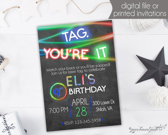 laser tag birthday invitation