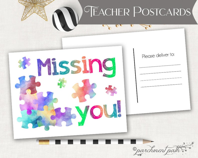 Postcard for Students Note From Teacher Happy Mail from Teacher School Postcard Teacher Postcards Miss You image 1