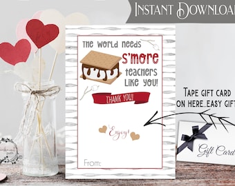 S'More Teacher Gift Card Holder INSTANT DOWNLOAD - Teacher Gift Card Holder - Printable Teacher Appreciation Gift