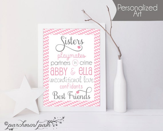 Sisters Wall Art Playroom Wall Art Wall Decor Quote Print