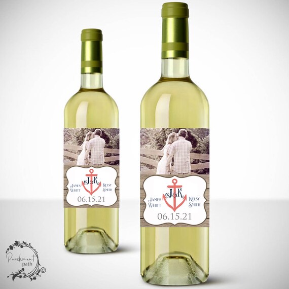 Custom Wedding Wine Labels - Anchor Wedding Wine Labels - Anniversary Gift - Bridal Shower Favors - Personalized Wedding Favors Il_570xn