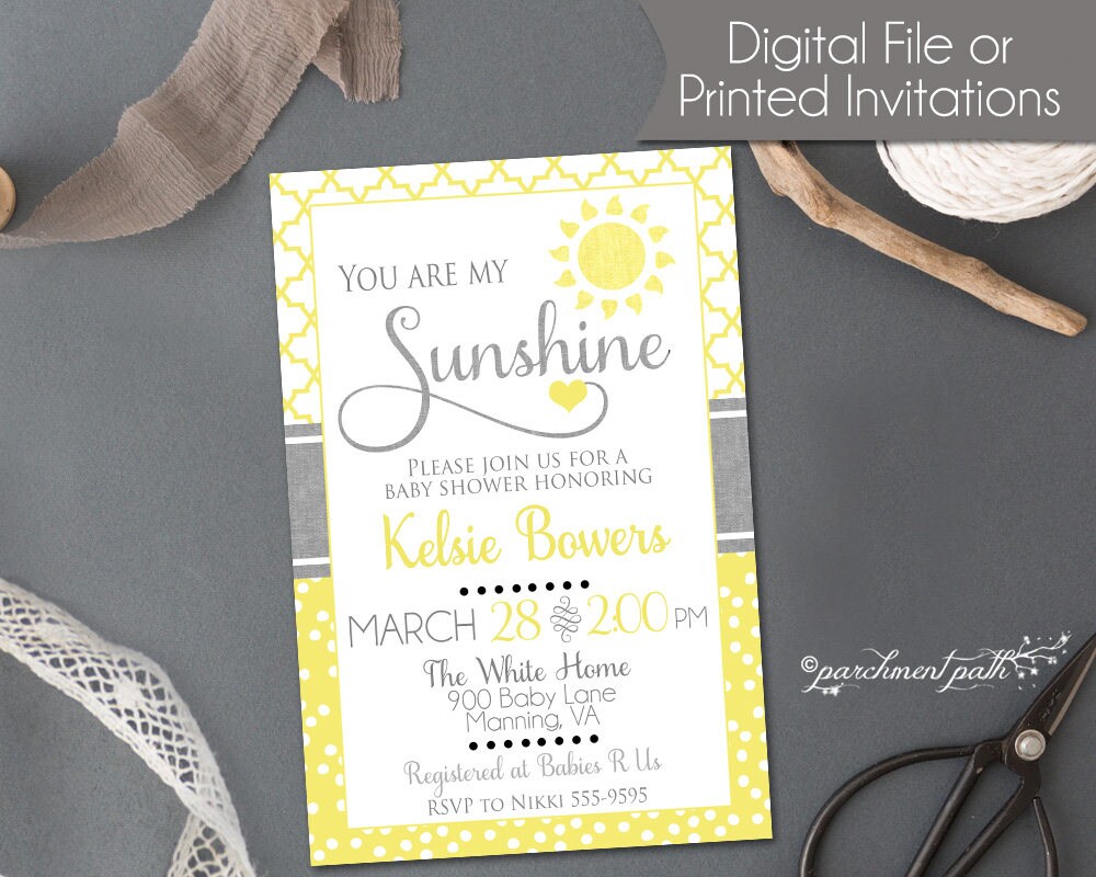 You Are My Sunshine Baby Shower Invitation - Gender Neutral - Gender …