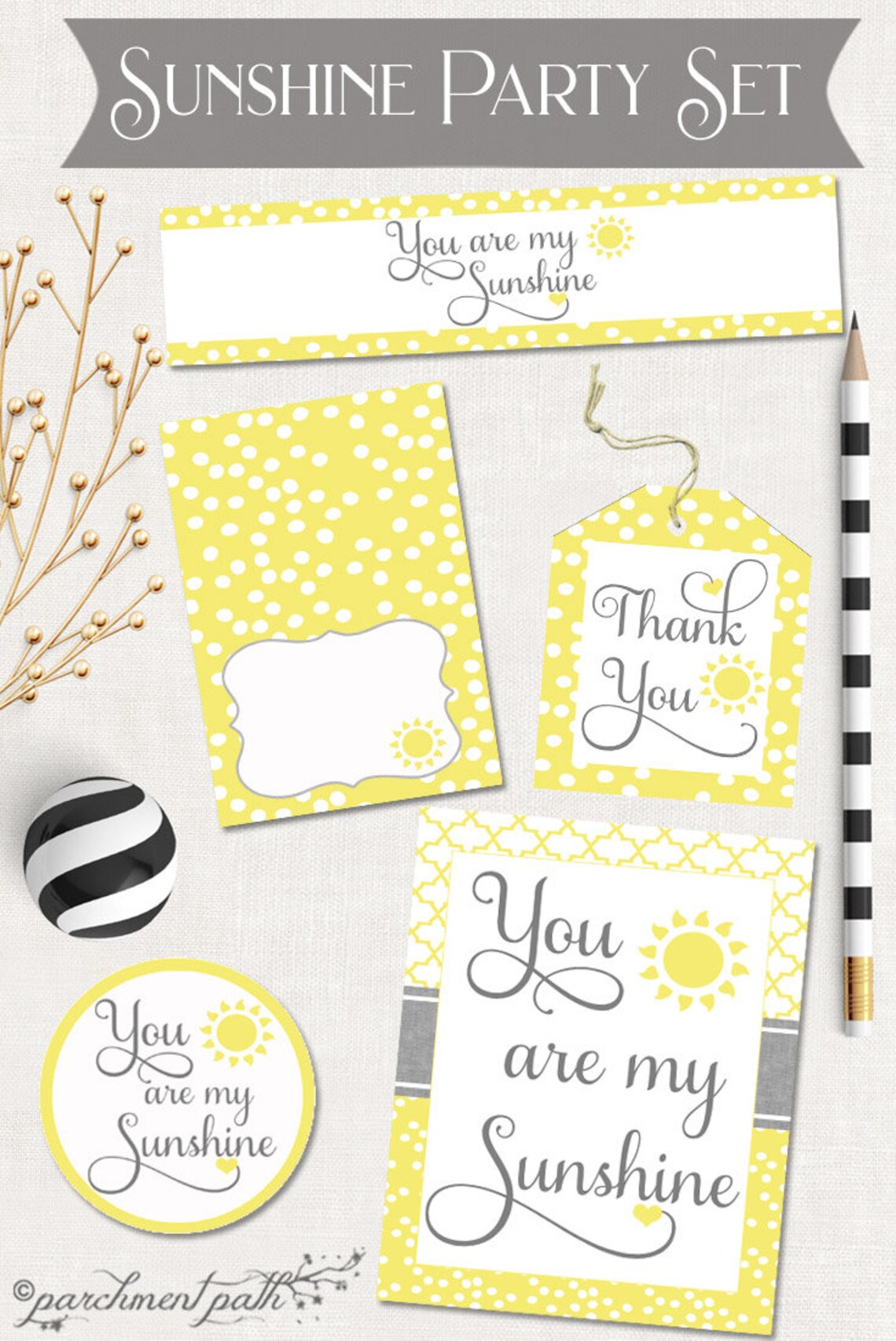 You Are My Sunshine Printable Party Set Favor Tags Party | Etsy