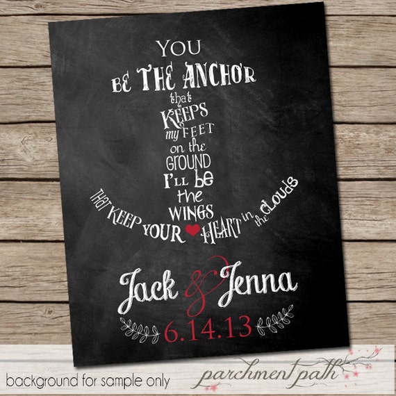 You Be the Anchor Wedding Wall Art , Wall Decor, Quote, Inspirational Art, Poster, Print, Wedding Gift, Shower Gift