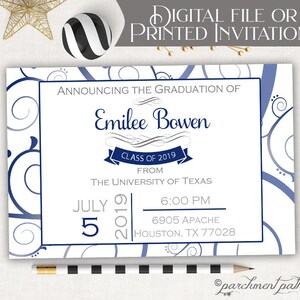 Graduation Announcement - Graduation Invitation - High School College Graduation - Printed Announcements - Printable