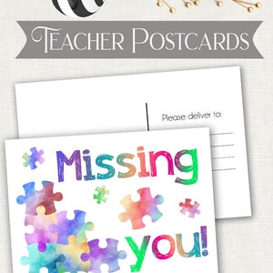 Postcard for Students Note From Teacher Happy Mail from Teacher School Postcard Teacher Postcards Miss You image 2