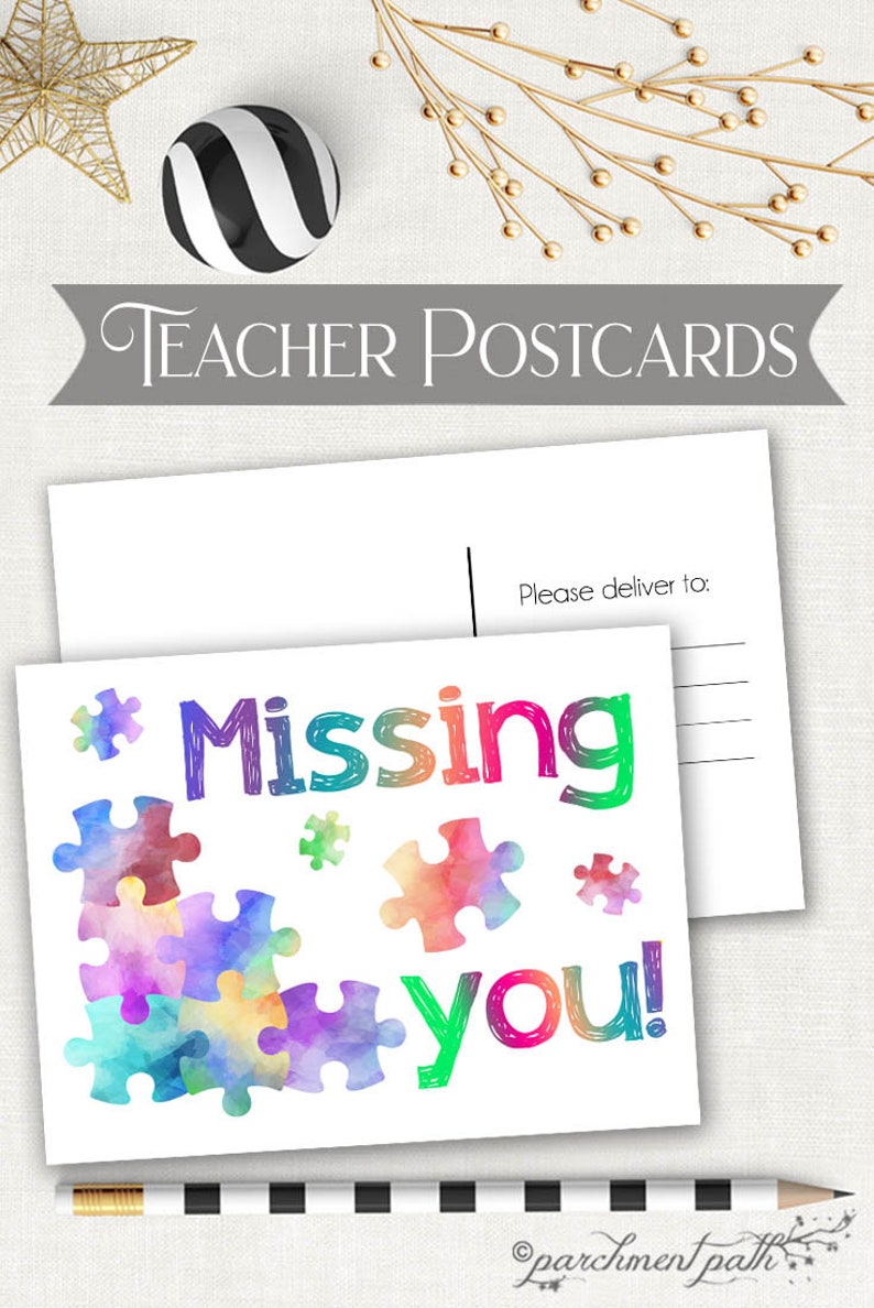 Postcard for Students Note From Teacher Happy Mail from Teacher School Postcard Teacher Postcards Miss You image 2