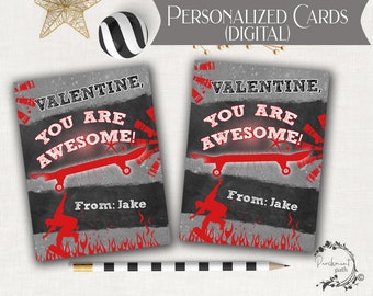 Skateboard Valentines PERSONALIZED Digital - School Valentine, Classroom Valentine, Kids Valentines - Printable Valentine Cards