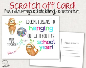 Sloth Scratch Off Postcard - Meet the Teacher, Back to School