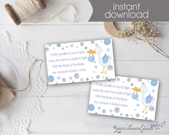 Baby Shower Favor Light A Candle Baby Wishes Card Baby Boy Printable Baby Shower Candle Favor Tag Printable Instant Download By Parchment Path Catch My Party