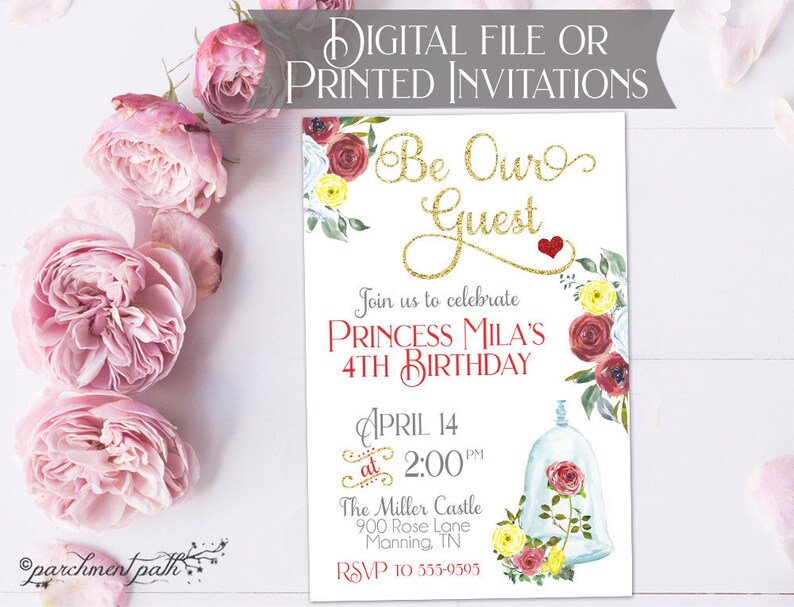 Be Our Guest Birthday Invitation Princess Birthday | Etsy