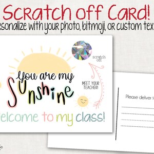 Scratch Off Postcard - Welcome Postcard for Students - You are My Sunshine Note From Teacher - Back to School - Meet the Teacher