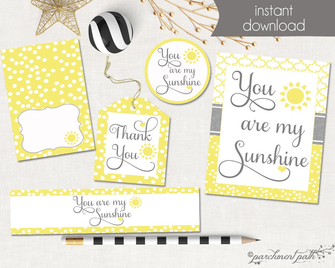 You Are My Sunshine Printable Party Set - Favor Tags, Party Sign ...