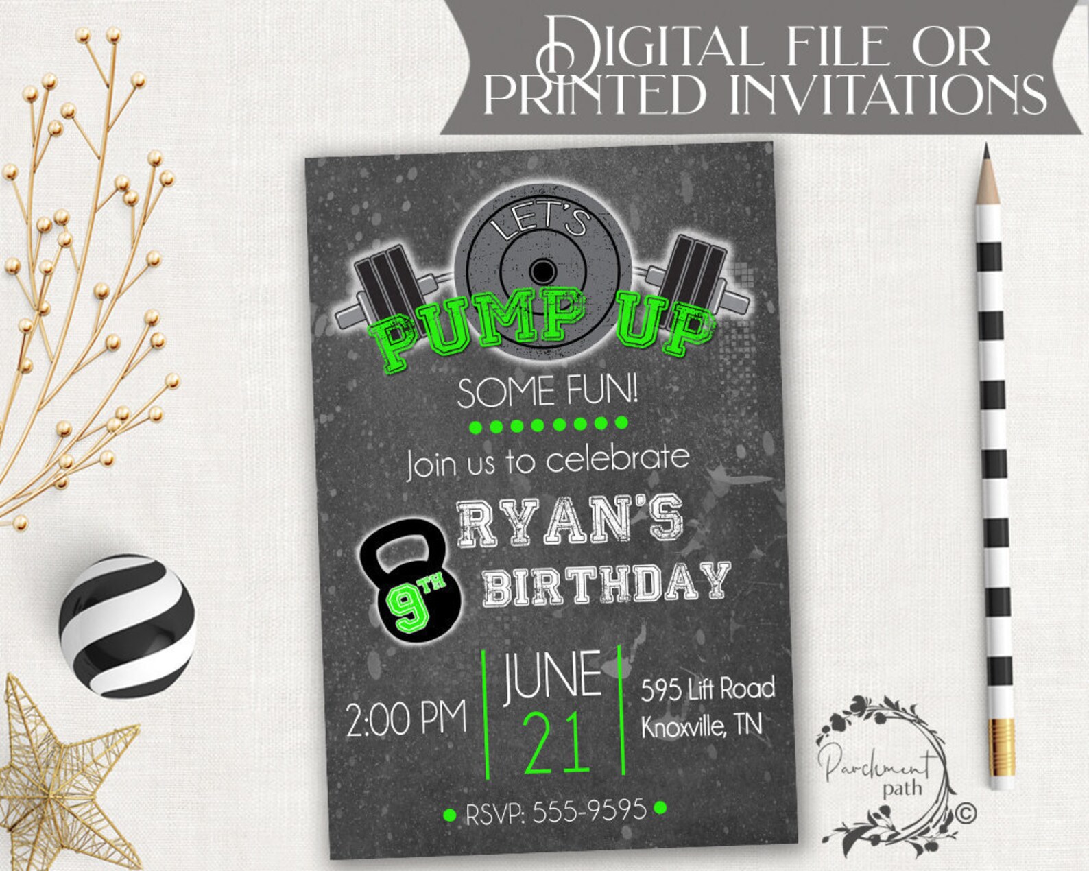 Weight Lifting Birthday Invitation Work Out Party Fitness Etsy