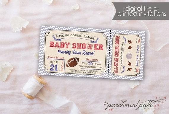 Vintage Football Baby Shower Invitation - Personalized Invite - Printable - Sports Baby Shower - Boy Baby Shower Invitation Il_570xn