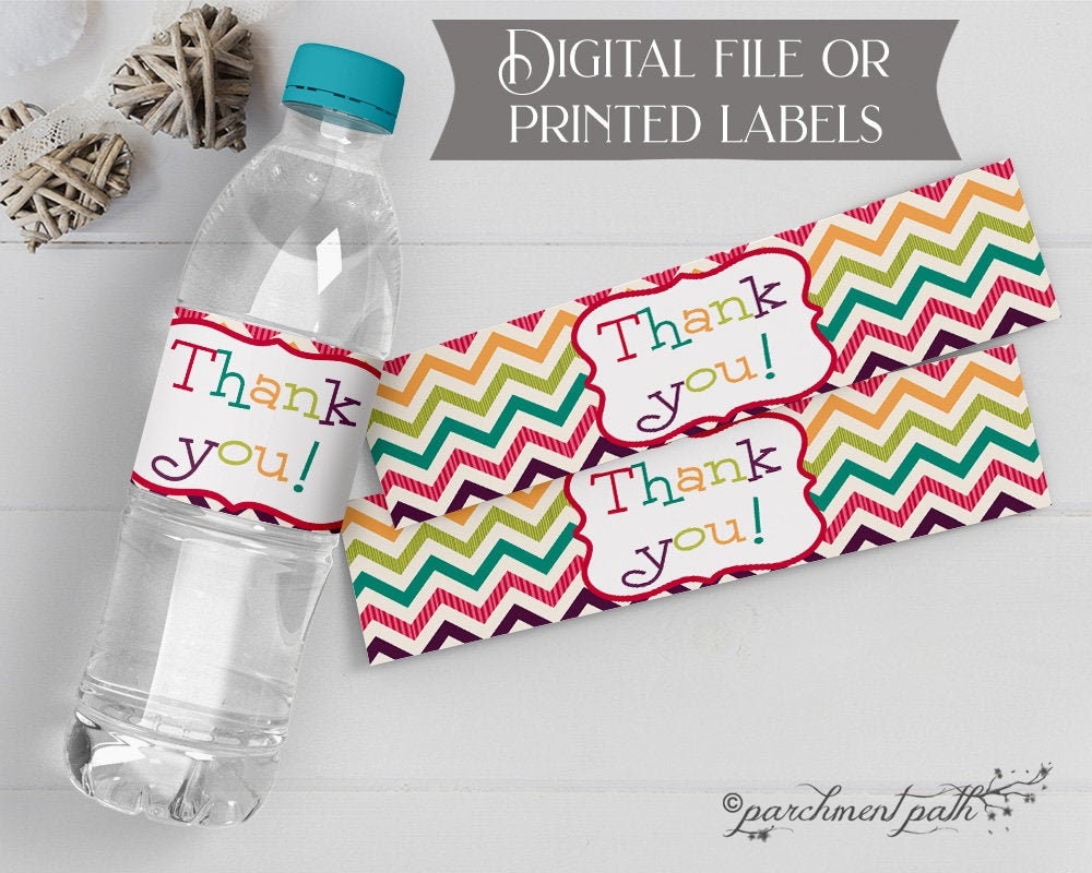 Thank You Water Bottle Labels Printable Party Accessories | Etsy