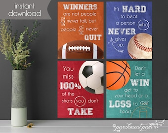 Sports Quotes Art Print Set – Playroom Decor, Coach Gift (Digital Download)