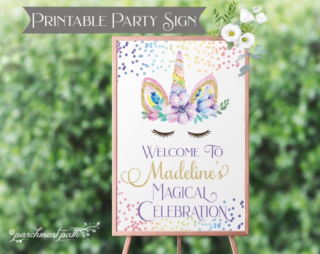 Unicorn Birthday Sign - Printable Party Sign - Unicorn Party - Unicorn ...