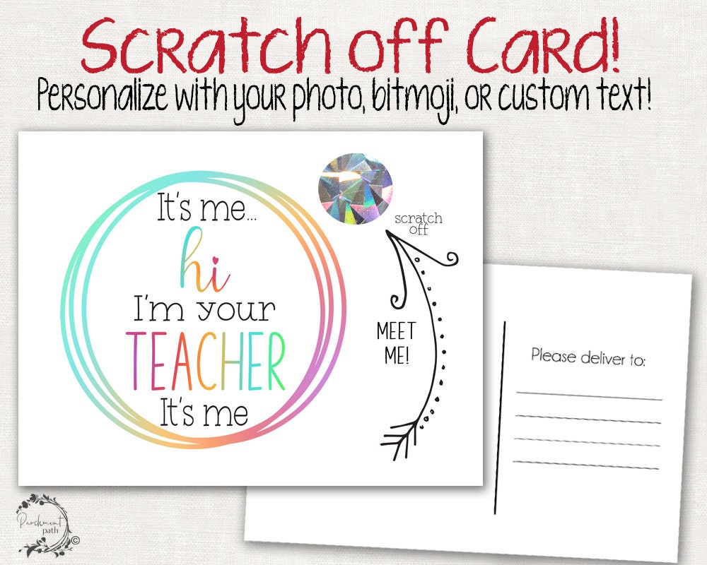 Scratch Off Postcard - It&#39;s Me Welcome Postcard for Students or Kids  - Note From Teacher - Back to School - School Cards - Meet the Teacher