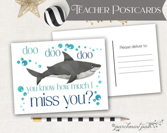 Postcard for Students - Note From Teacher - Happy Mail from Teacher - School Postcard - Teacher Postcards - Shark - Ocean Il_570xn
