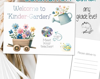 Scratch Off Postcard – Welcome Kinder-Garden Note for Students (4.25x5.5'')