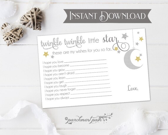 Twinkle Twinkle Little Star Shower Keepsake - Baby Wishes Printable - Gender Neutral Shower - First Birthday Party Favor - Instant Download Il_570xn