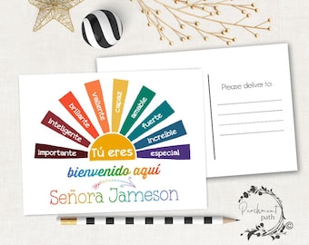 Rainbow Teacher Postcard (Spanish version) - Back to School, You Are Enough